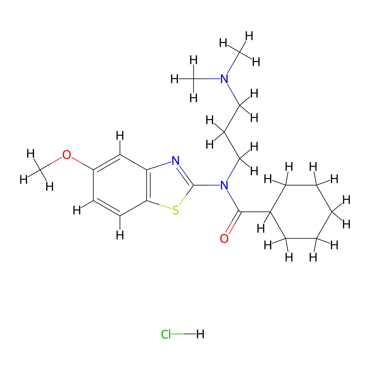 N-(3-(dimethylamino)propyl)-N-(5-methoxybenzo[d]thiazol-2-yl)cyclohexanecarboxamide hydrochloride molecular structure, CAS 1216429-17-2