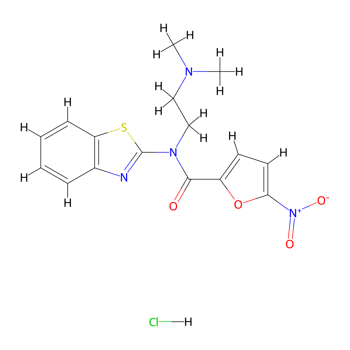 N-(benzo[d]thiazol-2-yl)-N-(2-(dimethylamino)ethyl)-5-nitrofuran-2-carboxamide hydrochloride molecular structure, CAS 1216430-03-3