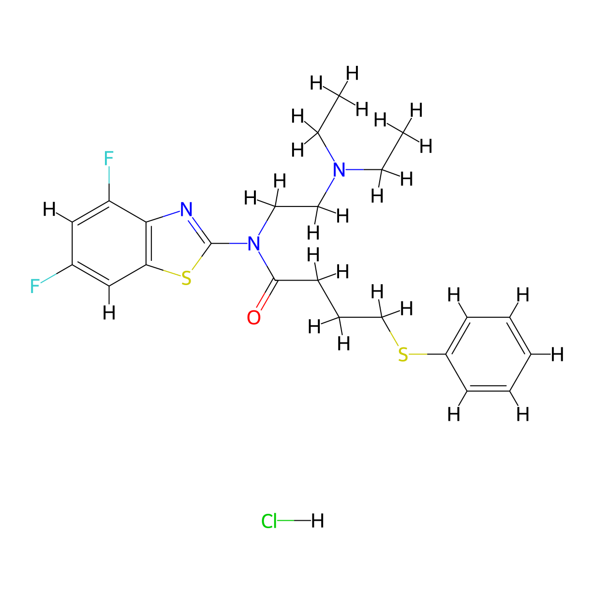 N-(2-(diethylamino)ethyl)-N-(4,6-difluorobenzo[d]thiazol-2-yl)-4-(phenylthio)butanamide hydrochloride molecular structure, CAS 1216430-56-6