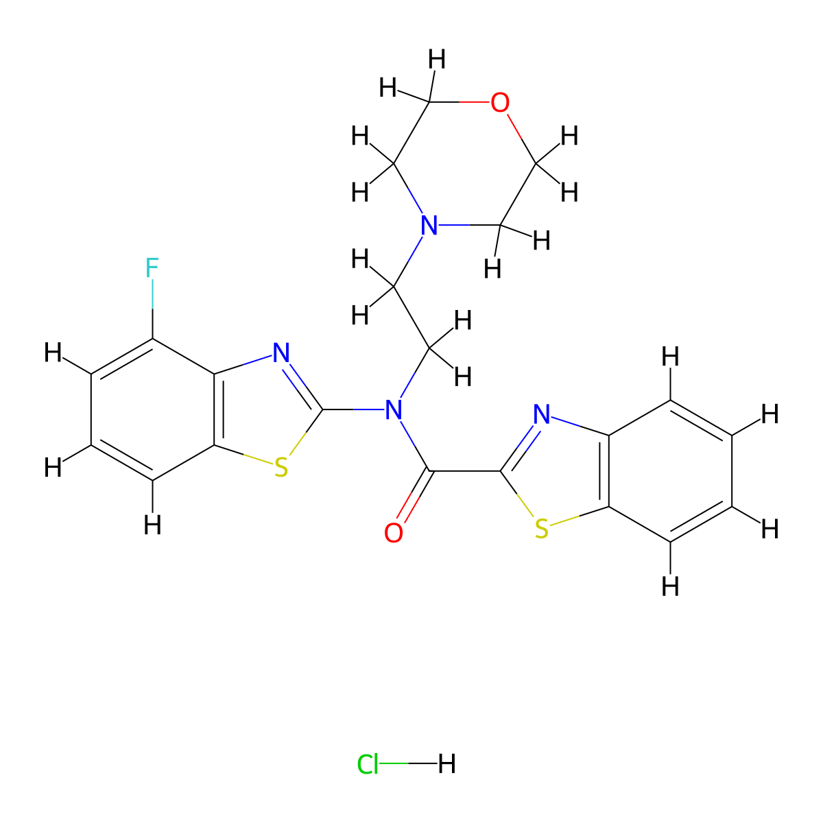 N-(4-fluorobenzo[d]thiazol-2-yl)-N-(2-morpholinoethyl)benzo[d]thiazole-2-carboxamide hydrochloride molecular structure, CAS 1216430-67-9