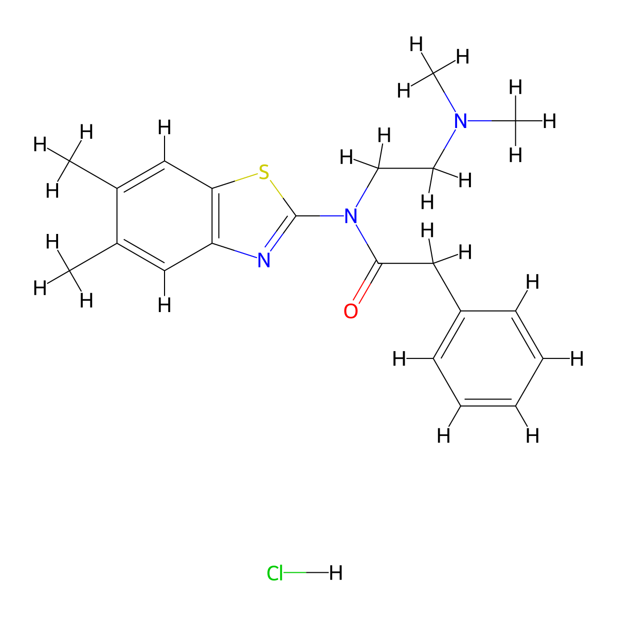 N-(5,6-Dimethyl-1,3-benzothiazol-2-YL)-N-[2-(dimethylamino)ethyl]-2-phenylacetamide hydrochloride molecular structure, CAS 1216430-91-9