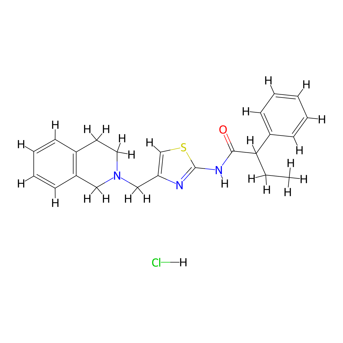 N-(4-((3,4-dihydroisoquinolin-2(1H)-yl)methyl)thiazol-2-yl)-2-phenylbutanamide hydrochloride molecular structure, CAS 1216431-50-3