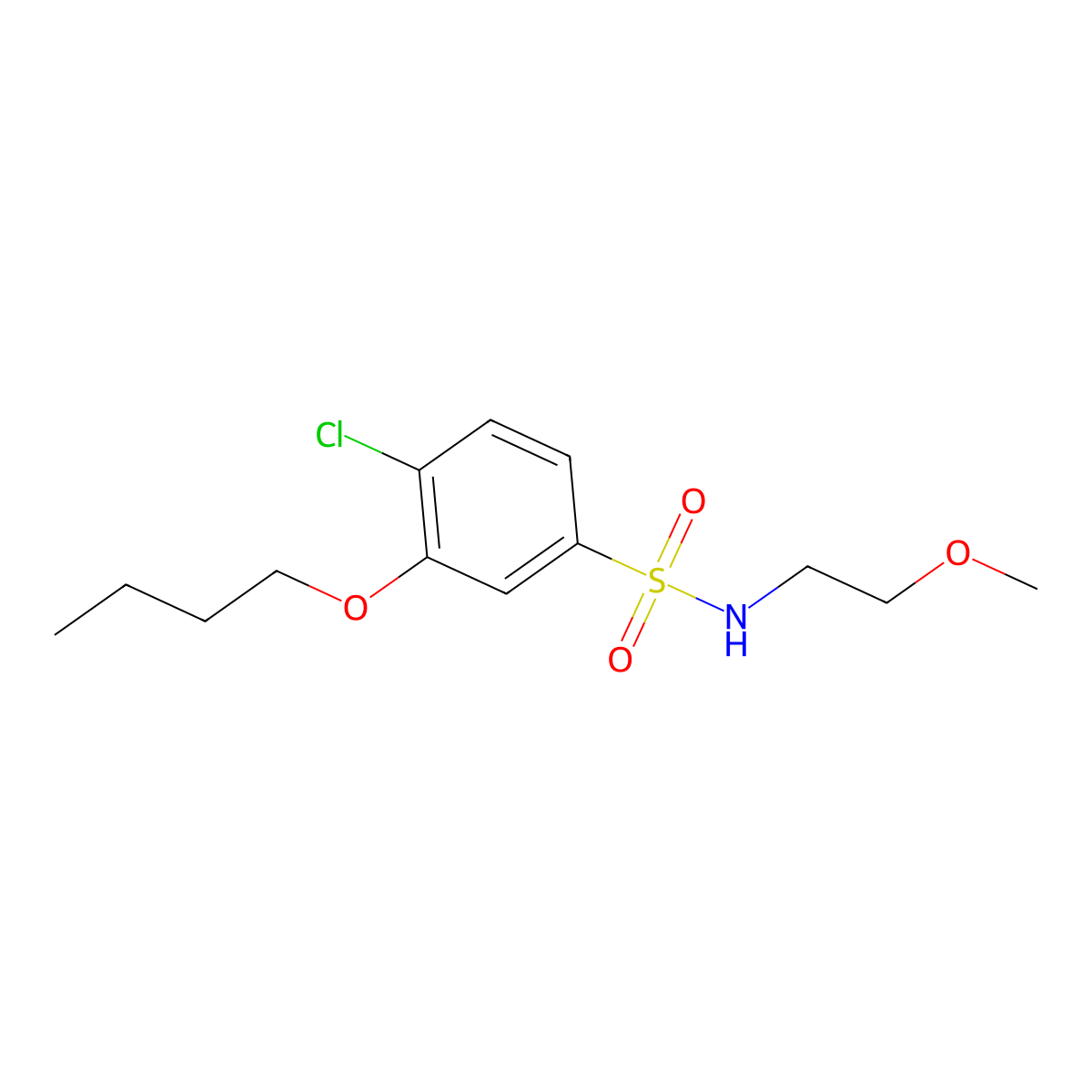 3-butoxy-4-chloro-N-(2-methoxyethyl)benzene-1-sulfonamide molecular structure, CAS 1216432-12-0
