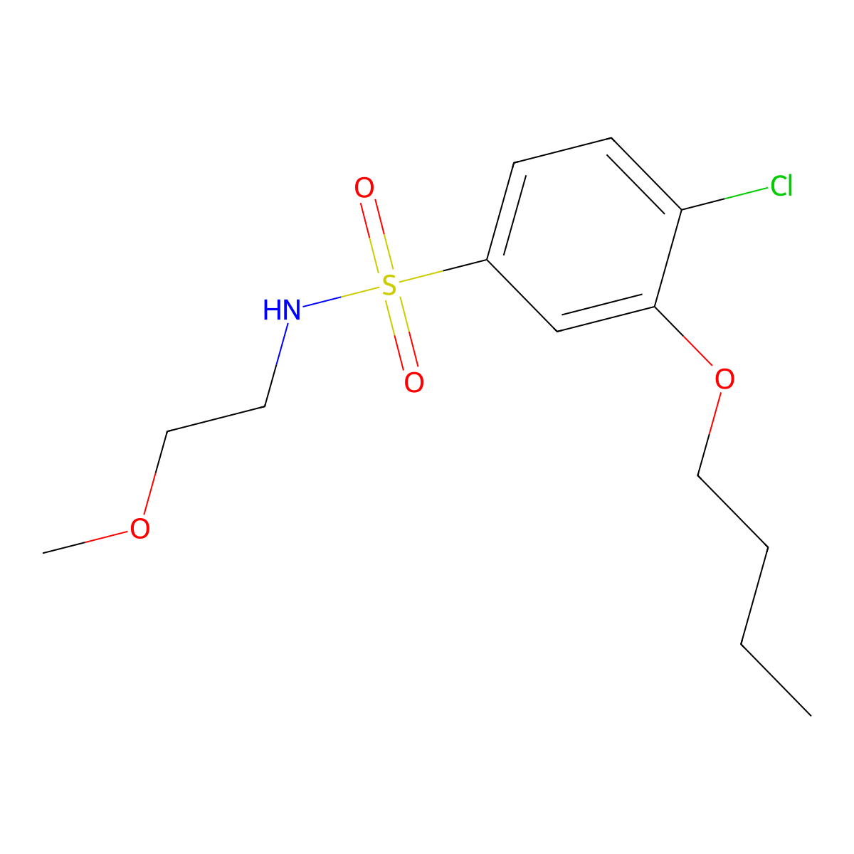 3-butoxy-4-chloro-N-(2-methoxyethyl)benzene-1-sulfonamide molecular structure, CAS 1216432-12-0