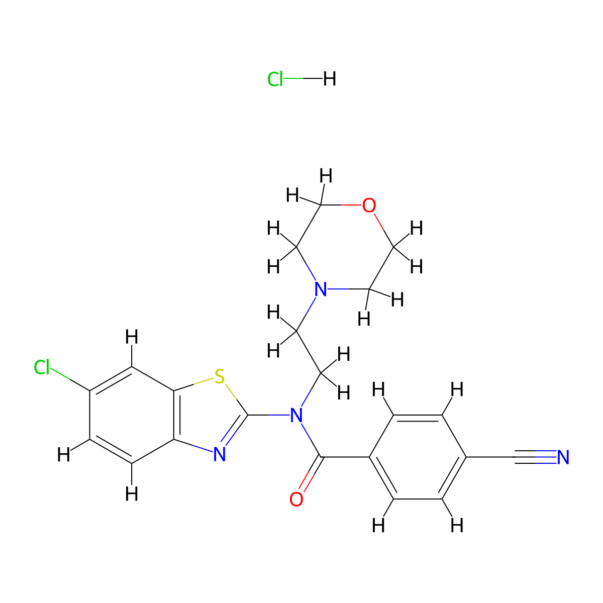 N-(6-chlorobenzo[d]thiazol-2-yl)-4-cyano-N-(2-morpholinoethyl)benzamide hydrochloride molecular structure, CAS 1216432-59-5
