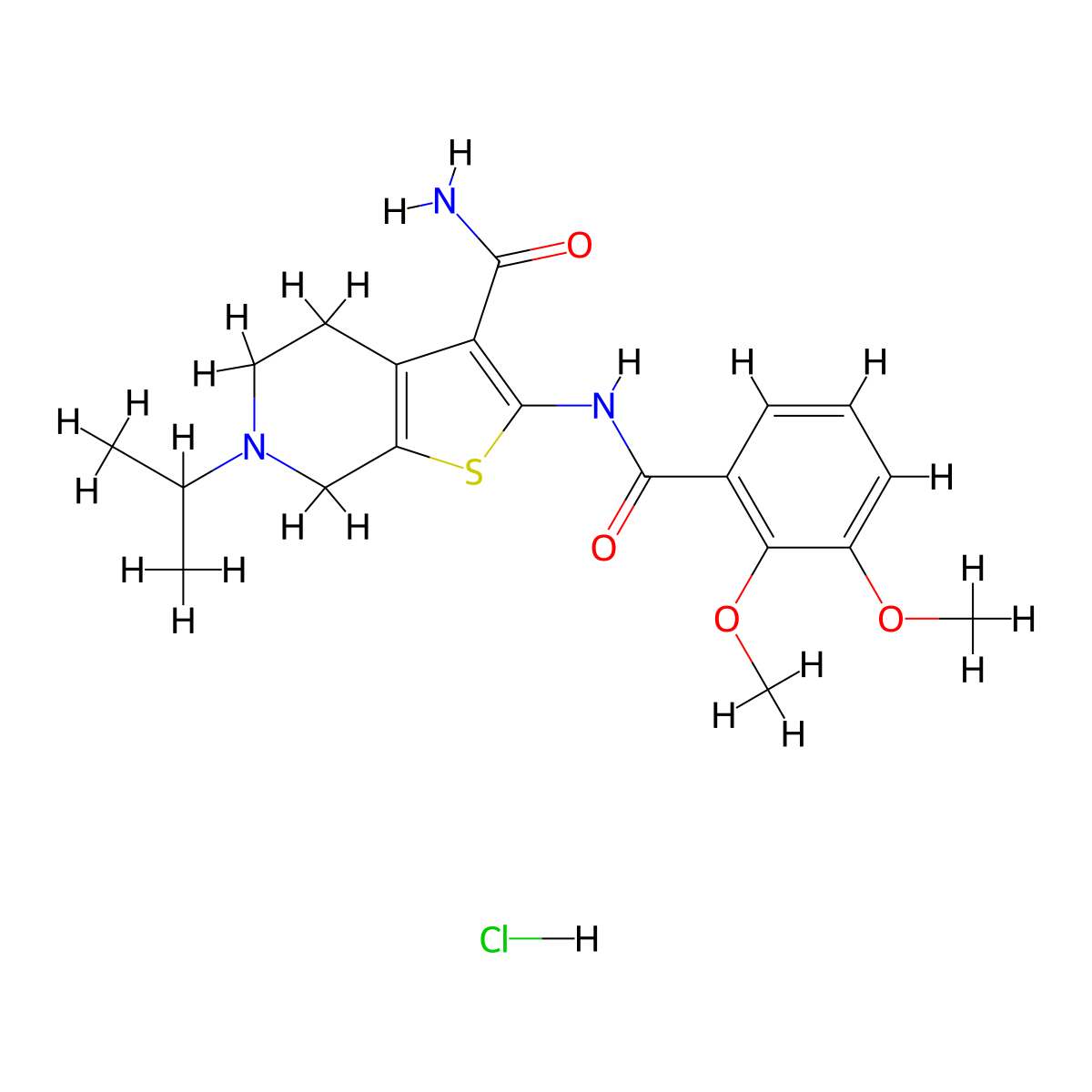 2-(2,3-Dimethoxybenzamido)-6-isopropyl-4,5,6,7-tetrahydrothieno[2,3-c]pyridine-3-carboxamide hydrochloride molecular structure, CAS 1216433-55-4
