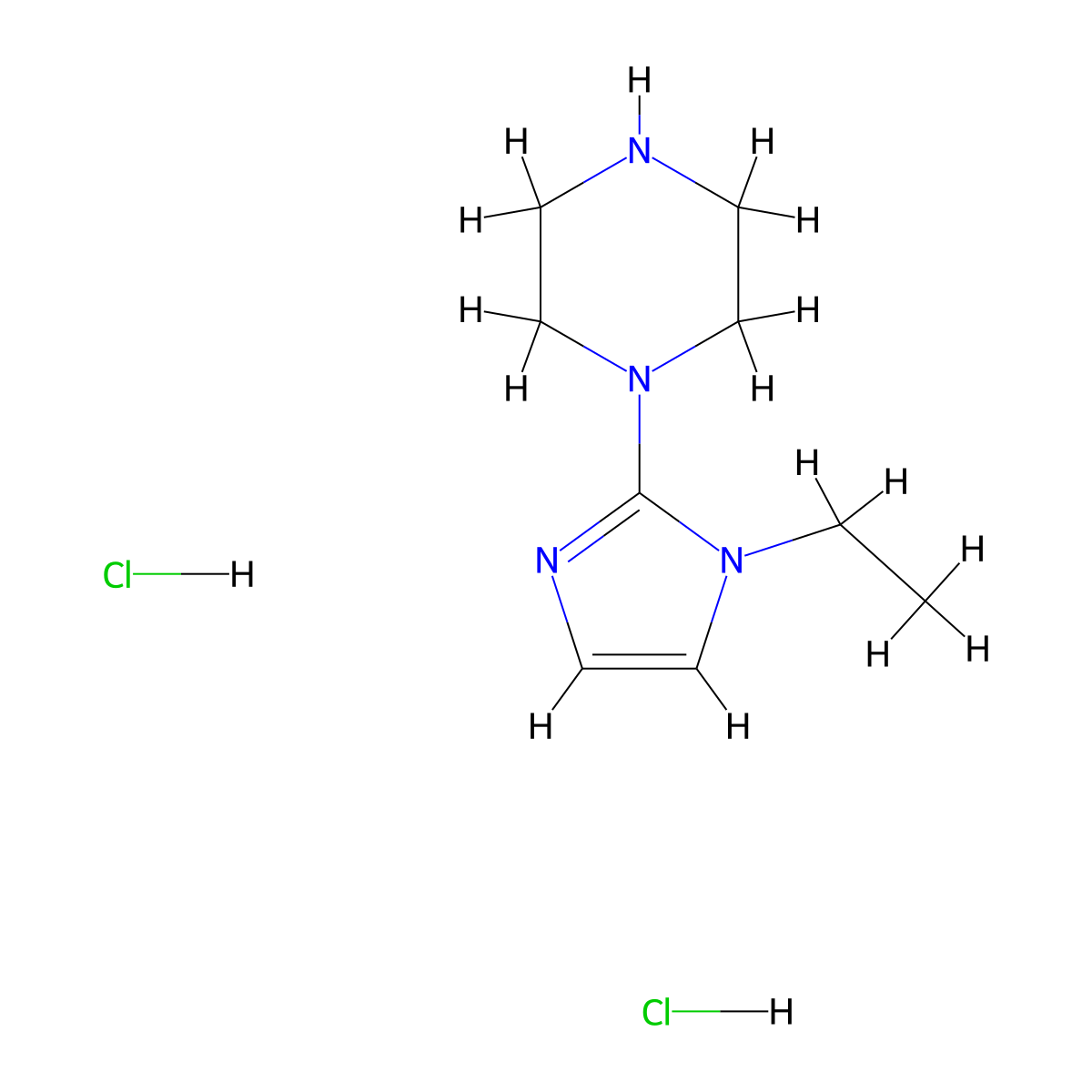1-(1-ethyl-1H-imidazol-2-yl)piperazine dihydrochloride molecular structure, CAS 1216433-63-4