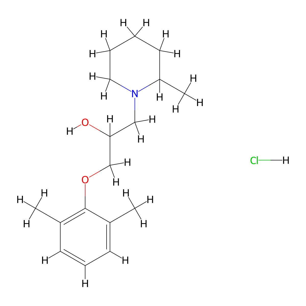 1-(2,6-Dimethylphenoxy)-3-(2-methylpiperidin-1-yl)propan-2-ol hydrochloride molecular structure, CAS 1216433-74-7