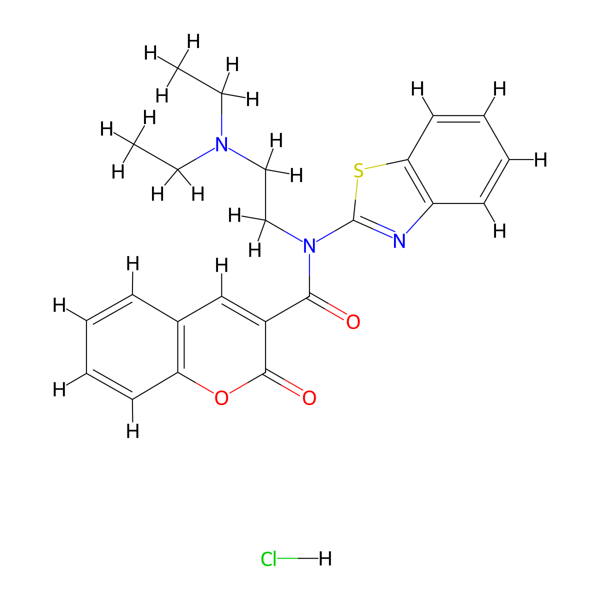 N-(benzo[d]thiazol-2-yl)-N-(2-(diethylamino)ethyl)-2-oxo-2H-chromene-3-carboxamide hydrochloride molecular structure, CAS 1216434-57-9