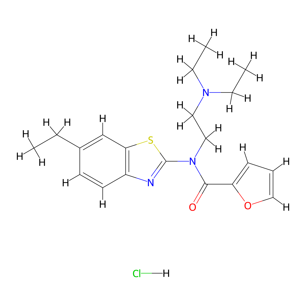 N-(2-(diethylamino)ethyl)-N-(6-ethylbenzo[d]thiazol-2-yl)furan-2-carboxamide hydrochloride molecular structure, CAS 1216434-90-0