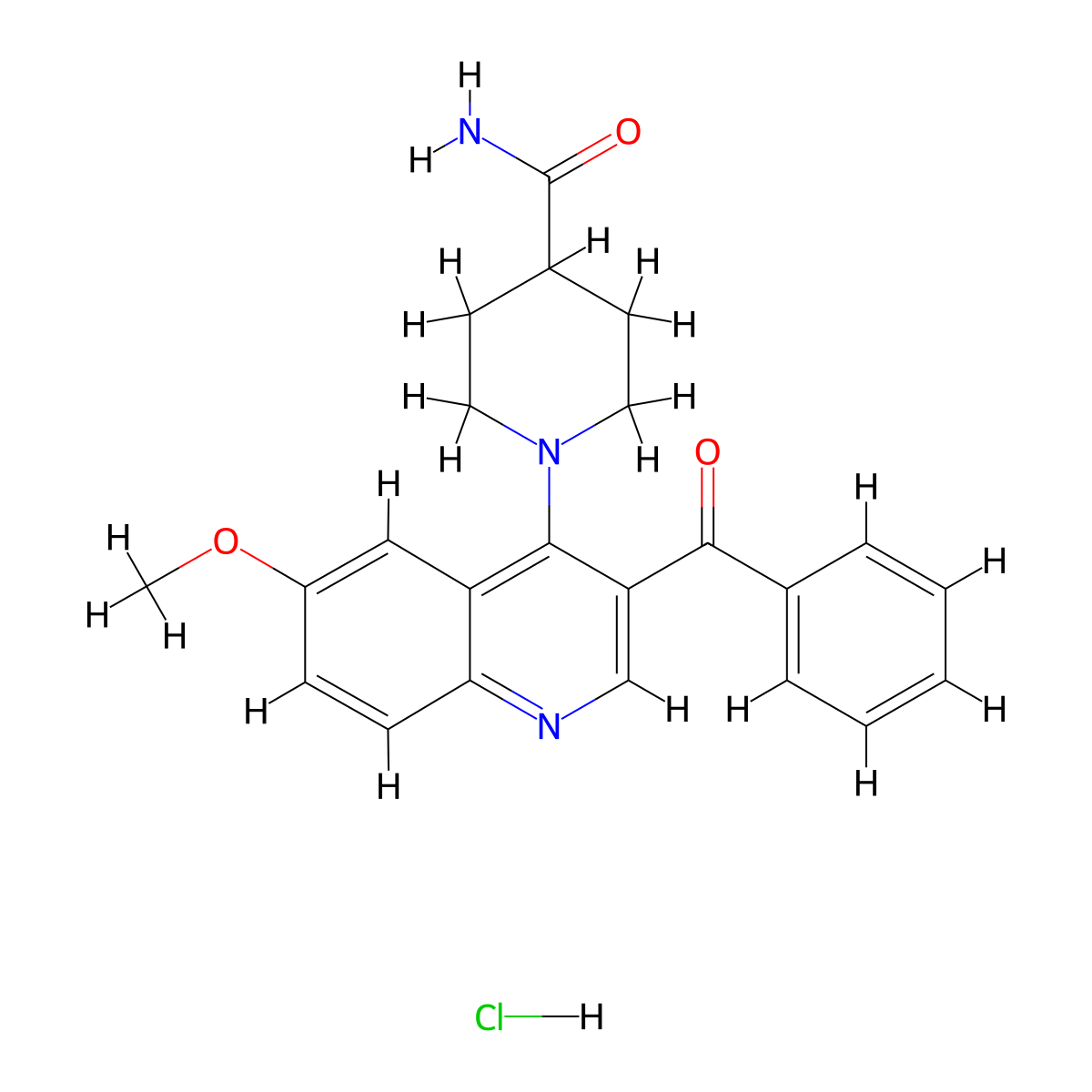 1-(3-Benzoyl-6-methoxyquinolin-4-yl)piperidine-4-carboxamide hydrochloride molecular structure, CAS 1216435-48-1