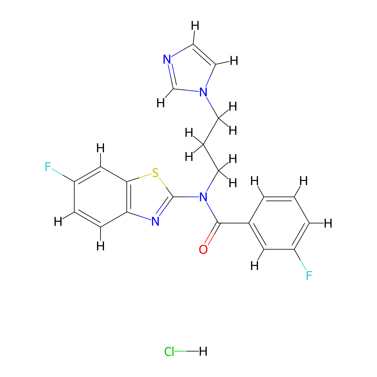 N-(3-(1H-imidazol-1-yl)propyl)-3-fluoro-N-(6-fluorobenzo[d]thiazol-2-yl)benzamide hydrochloride molecular structure, CAS 1216436-22-4