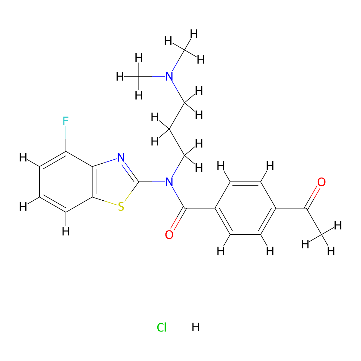4-acetyl-N-(3-(dimethylamino)propyl)-N-(4-fluorobenzo[d]thiazol-2-yl)benzamide hydrochloride molecular structure, CAS 1216437-04-5