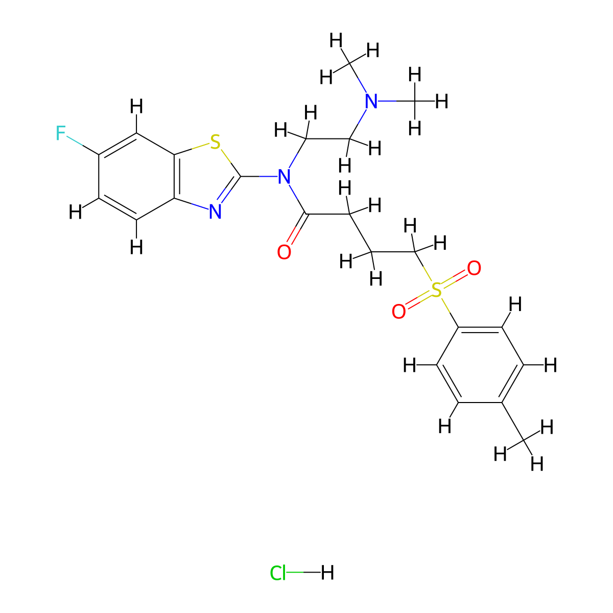 N-(2-(dimethylamino)ethyl)-N-(6-fluorobenzo[d]thiazol-2-yl)-4-tosylbutanamide hydrochloride molecular structure, CAS 1216438-50-4