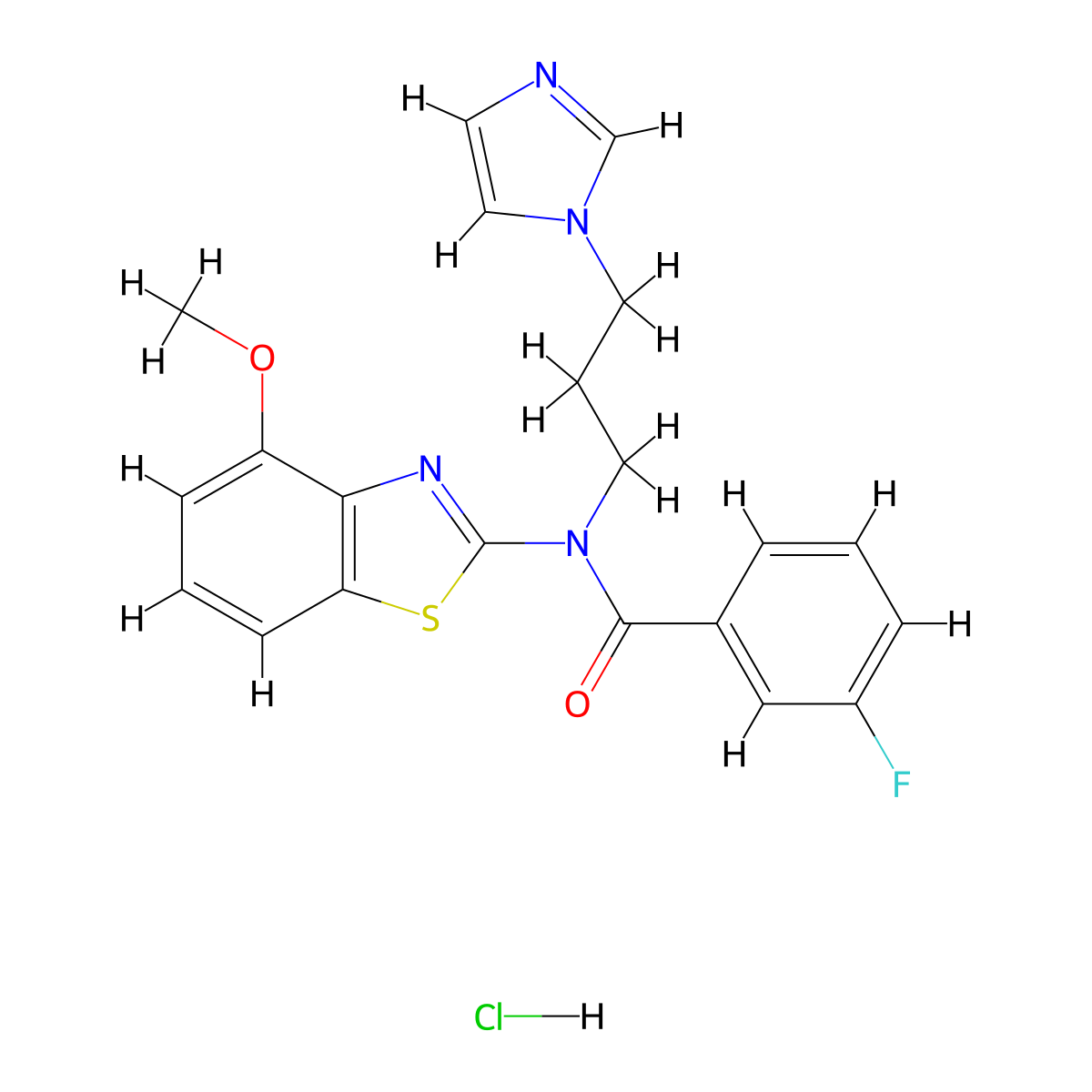 N-(3-(1H-imidazol-1-yl)propyl)-3-fluoro-N-(4-methoxybenzo[d]thiazol-2-yl)benzamide hydrochloride molecular structure, CAS 1216439-00-7