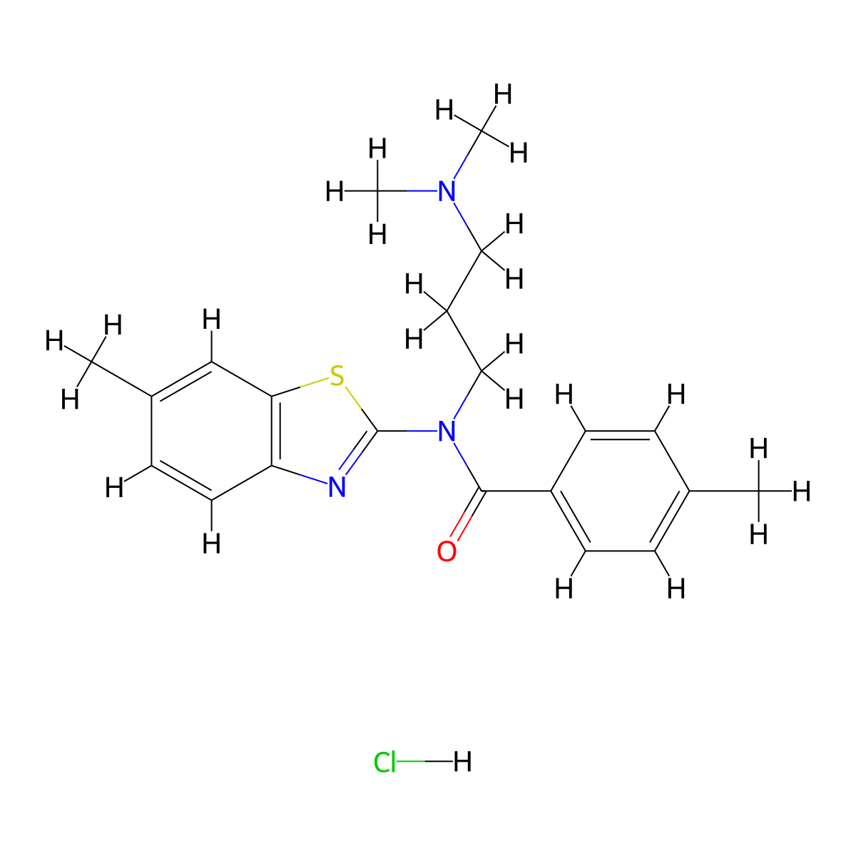 N-(3-(dimethylamino)propyl)-4-methyl-N-(6-methylbenzo[d]thiazol-2-yl)benzamide hydrochloride molecular structure, CAS 1216439-18-7