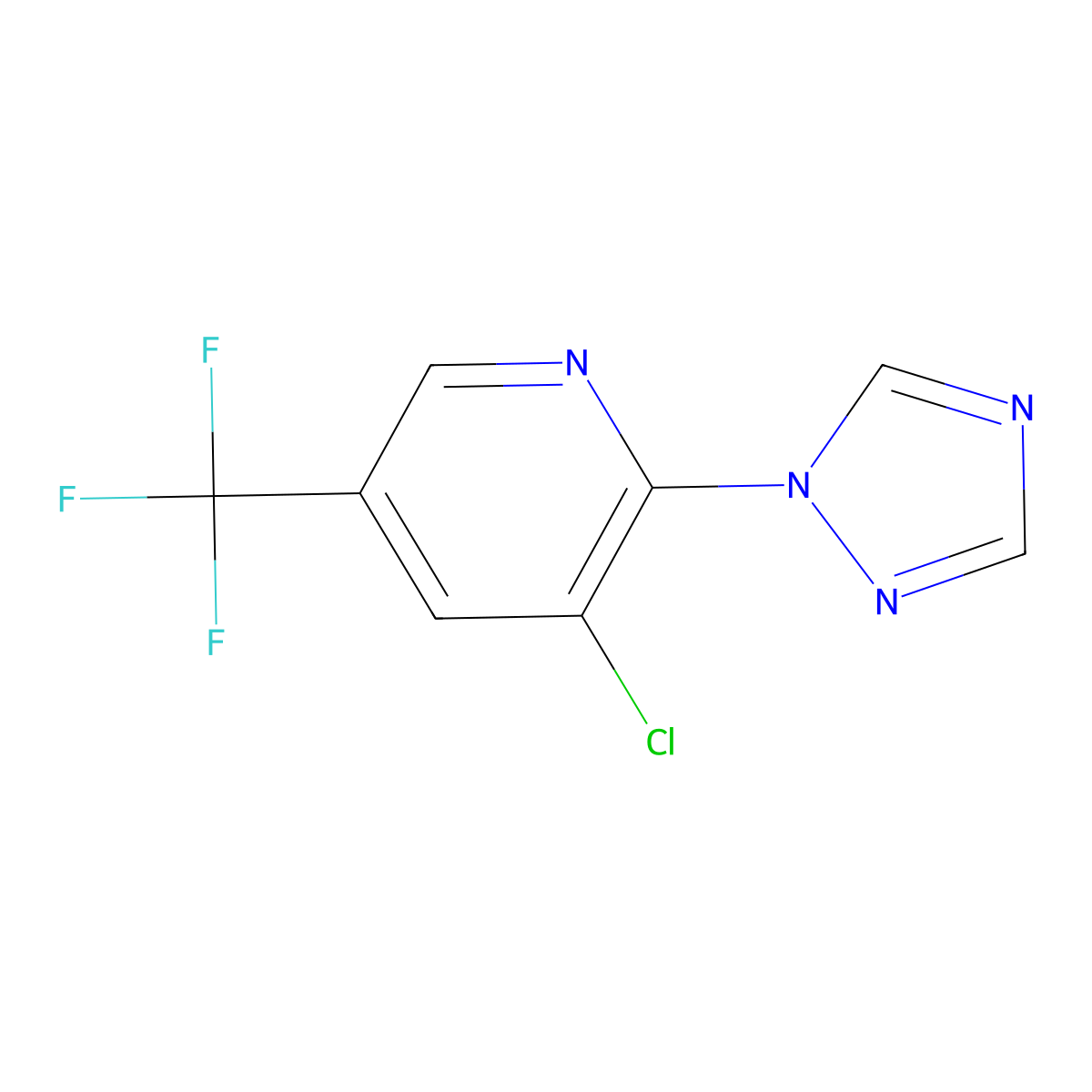 3-chloro-2-(1H-1,2,4-triazol-1-yl)-5-(trifluoromethyl)pyridine molecular structure, CAS 121644-63-1