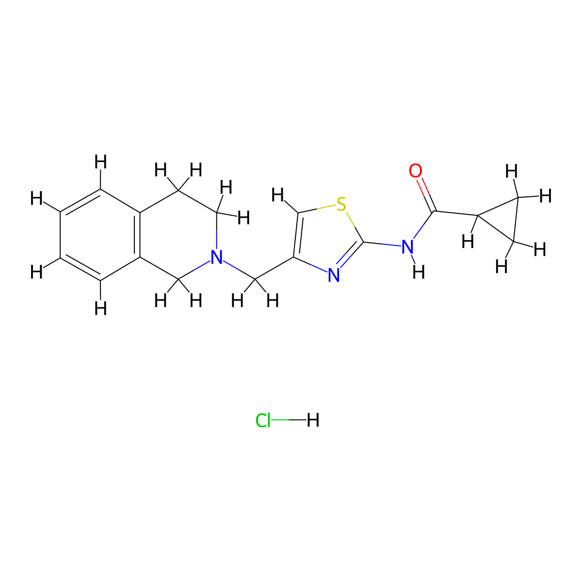 N-(4-((3,4-dihydroisoquinolin-2(1H)-yl)methyl)thiazol-2-yl)cyclopropanecarboxamide hydrochloride molecular structure, CAS 1216441-60-9