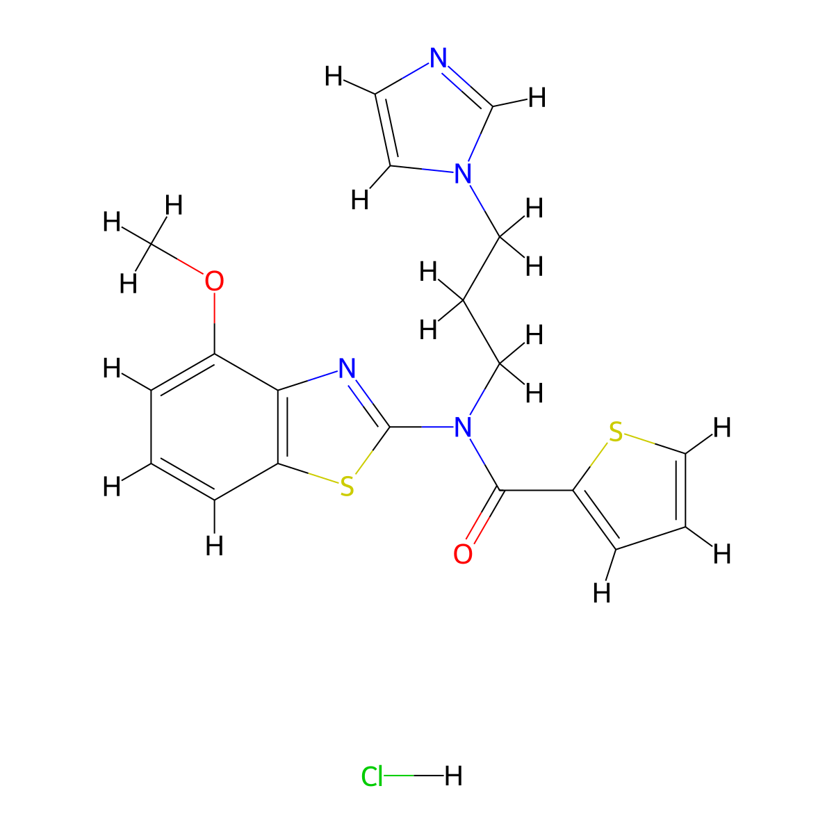 N-(3-(1H-imidazol-1-yl)propyl)-N-(4-methoxybenzo[d]thiazol-2-yl)thiophene-2-carboxamide hydrochloride molecular structure, CAS 1216442-00-0