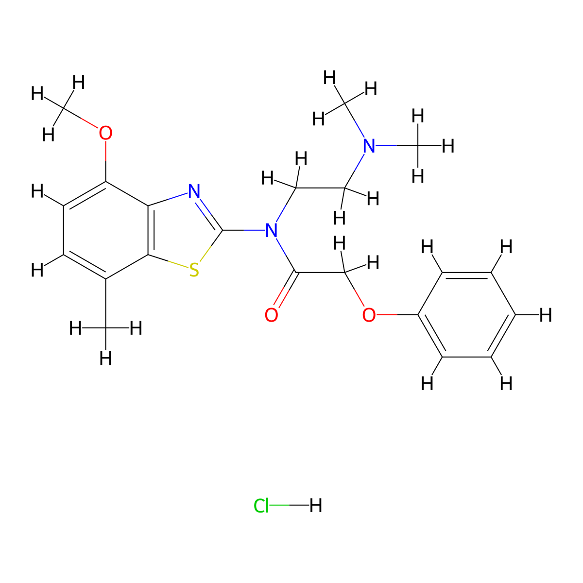 N-(2-(dimethylamino)ethyl)-N-(4-methoxy-7-methylbenzo[d]thiazol-2-yl)-2-phenoxyacetamide hydrochloride molecular structure, CAS 1216442-53-3