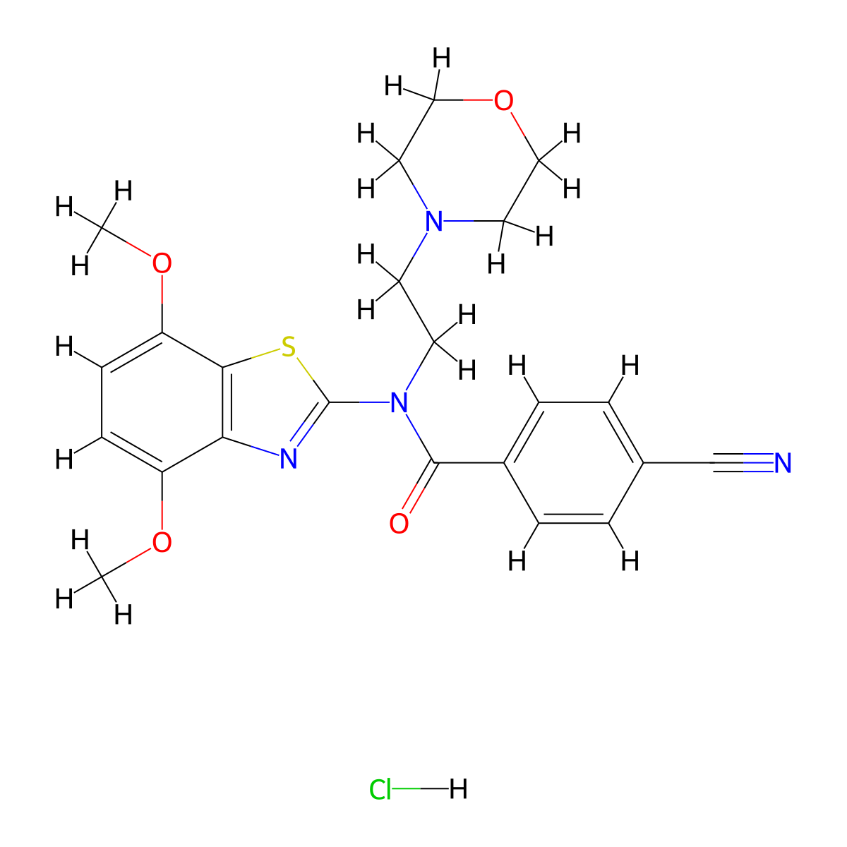 4-cyano-N-(4,7-dimethoxybenzo[d]thiazol-2-yl)-N-(2-morpholinoethyl)benzamide hydrochloride molecular structure, CAS 1216443-52-5