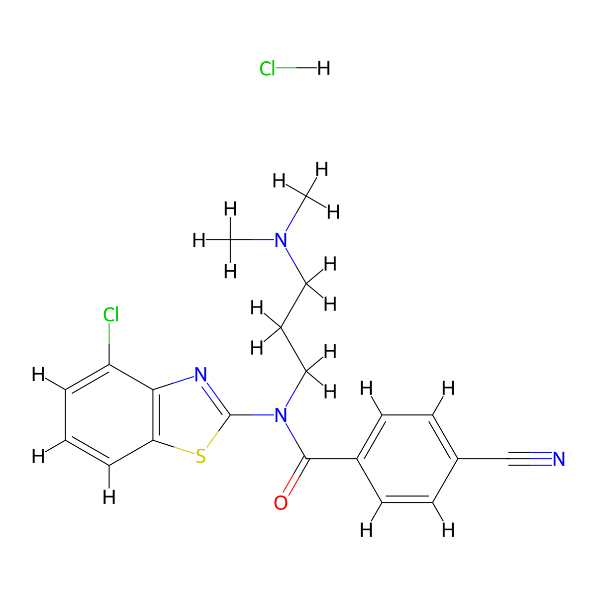 N-(4-chlorobenzo[d]thiazol-2-yl)-4-cyano-N-(3-(dimethylamino)propyl)benzamide hydrochloride molecular structure, CAS 1216444-03-9