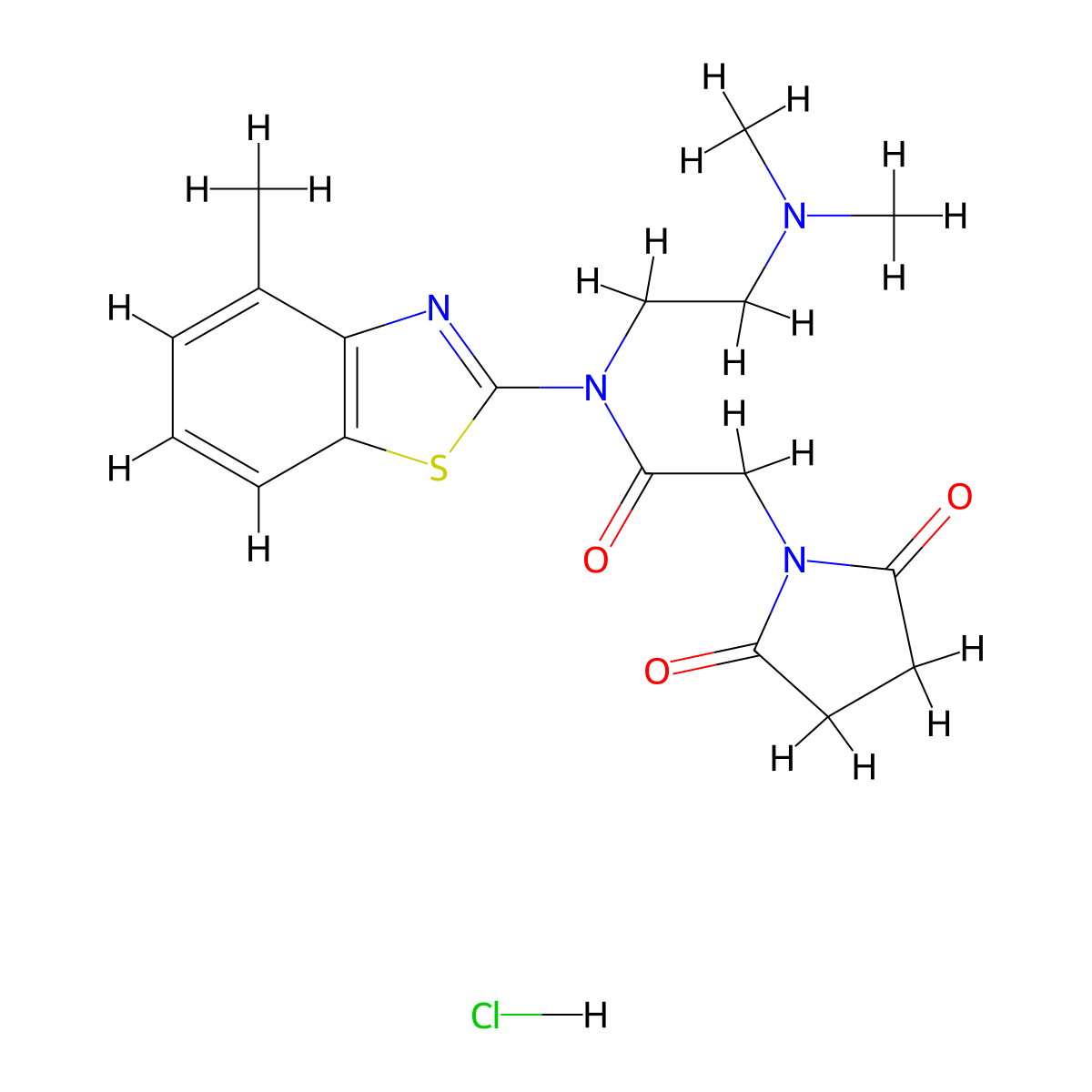N-(2-(dimethylamino)ethyl)-2-(2,5-dioxopyrrolidin-1-yl)-N-(4-methylbenzo[d]thiazol-2-yl)acetamide hydrochloride molecular structure, CAS 1216445-11-2