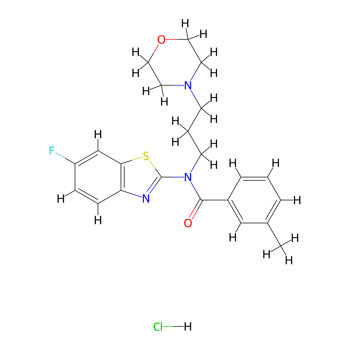 N-(6-fluorobenzo[d]thiazol-2-yl)-3-methyl-N-(3-morpholinopropyl)benzamide hydrochloride molecular structure, CAS 1216445-53-2