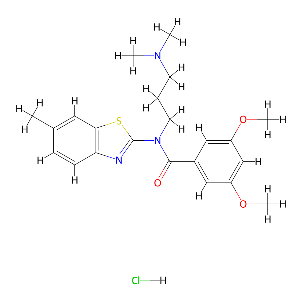 N-(3-(dimethylamino)propyl)-3,5-dimethoxy-N-(6-methylbenzo[d]thiazol-2-yl)benzamide hydrochloride molecular structure, CAS 1216445-59-8