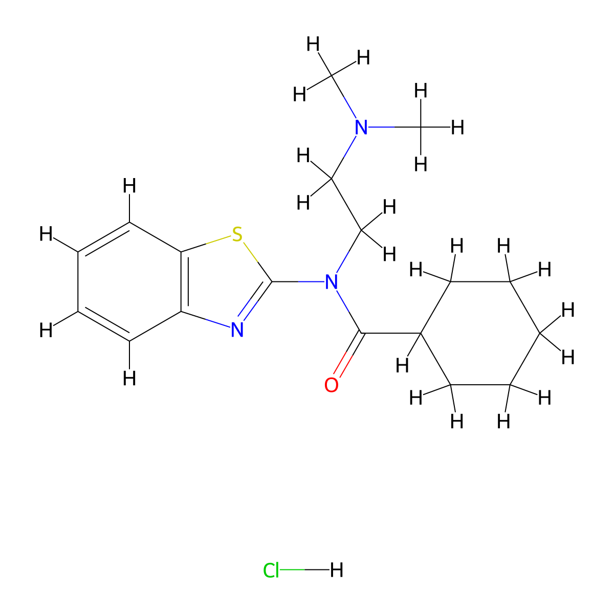 N-(benzo[d]thiazol-2-yl)-N-(2-(dimethylamino)ethyl)cyclohexanecarboxamide hydrochloride molecular structure, CAS 1216445-72-5