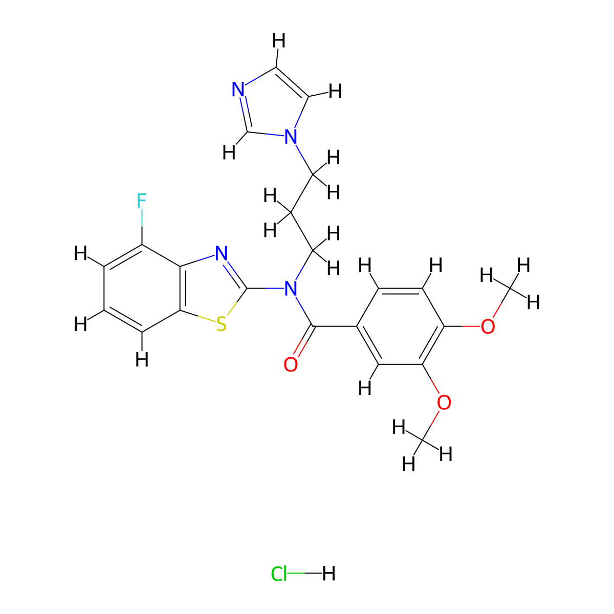 N-(3-(1H-imidazol-1-yl)propyl)-N-(4-fluorobenzo[d]thiazol-2-yl)-3,4-dimethoxybenzamide hydrochloride molecular structure, CAS 1216446-69-3