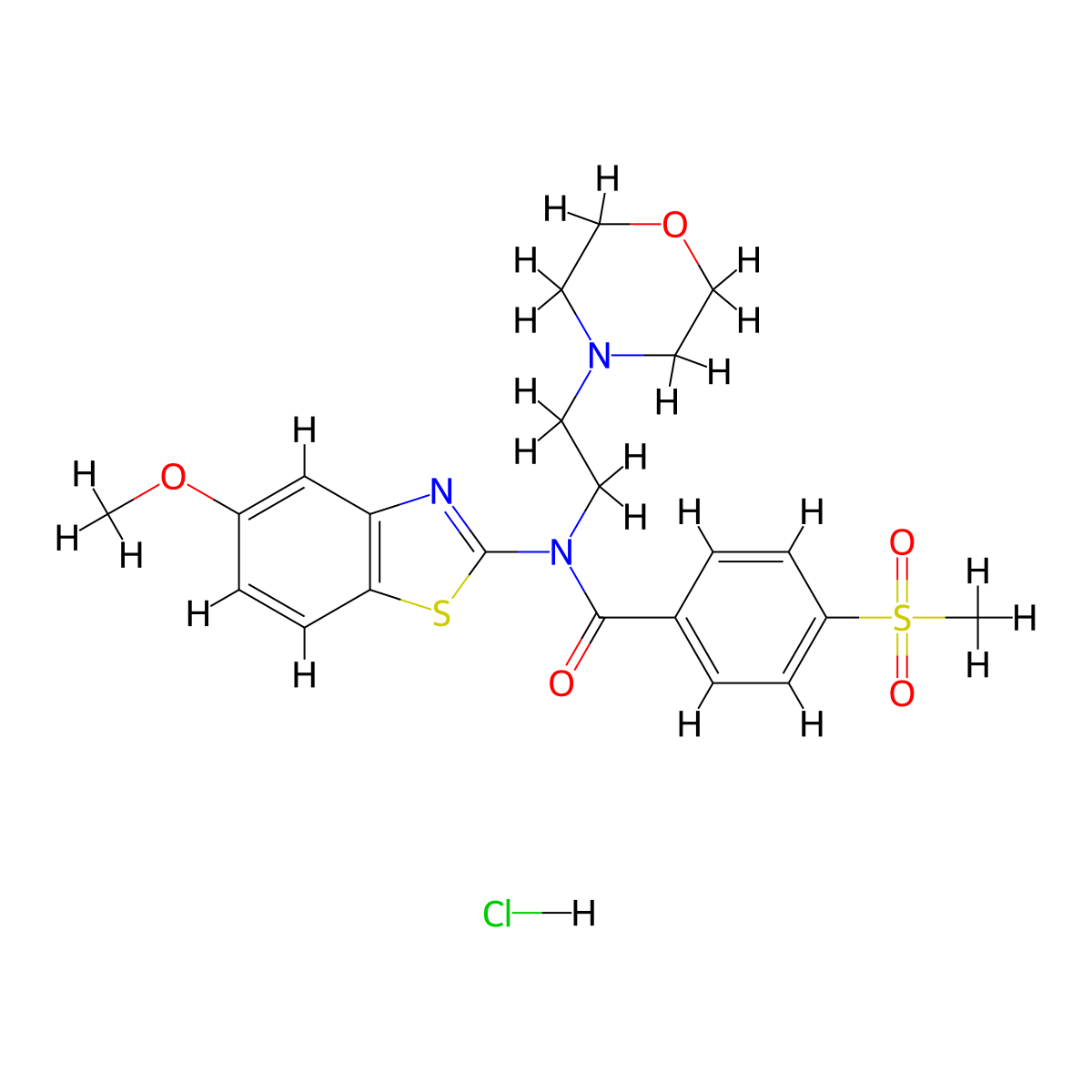 N-(5-methoxybenzo[d]thiazol-2-yl)-4-(methylsulfonyl)-N-(2-morpholinoethyl)benzamide hydrochloride molecular structure, CAS 1216448-34-8