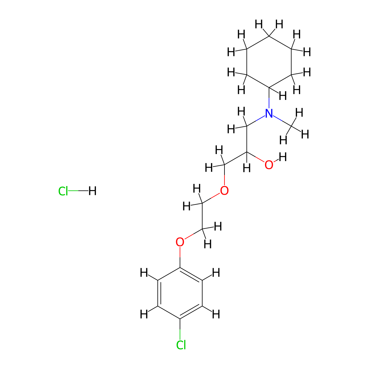 1-(2-(4-Chlorophenoxy)ethoxy)-3-(cyclohexyl(methyl)amino)propan-2-ol hydrochloride molecular structure, CAS 1216448-64-4