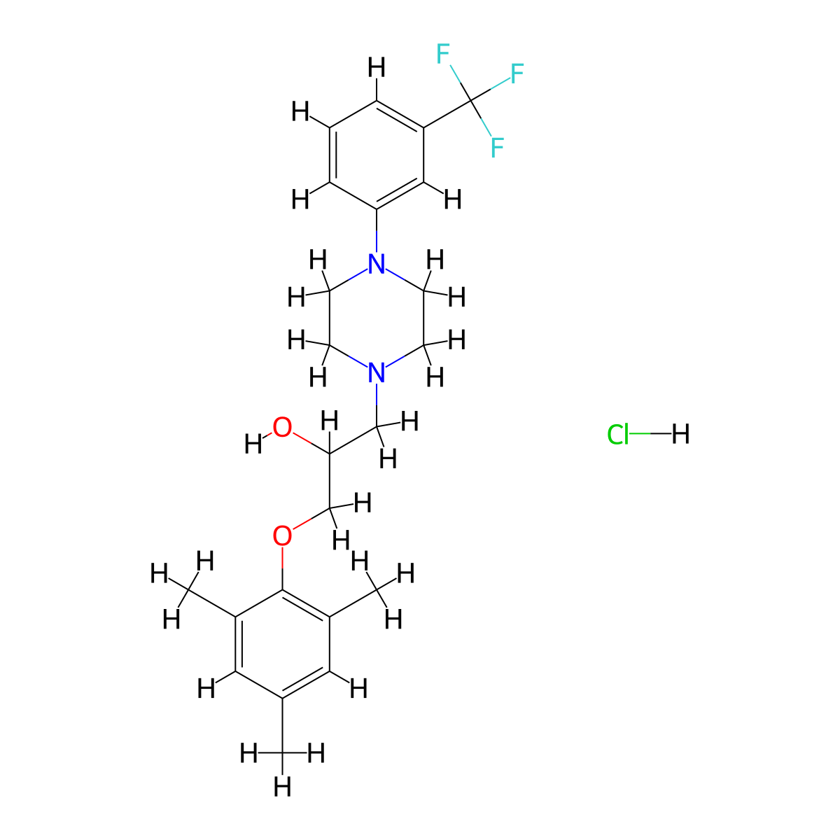 1-(Mesityloxy)-3-(4-(3-(trifluoromethyl)phenyl)piperazin-1-yl)propan-2-ol hydrochloride molecular structure, CAS 1216449-35-2