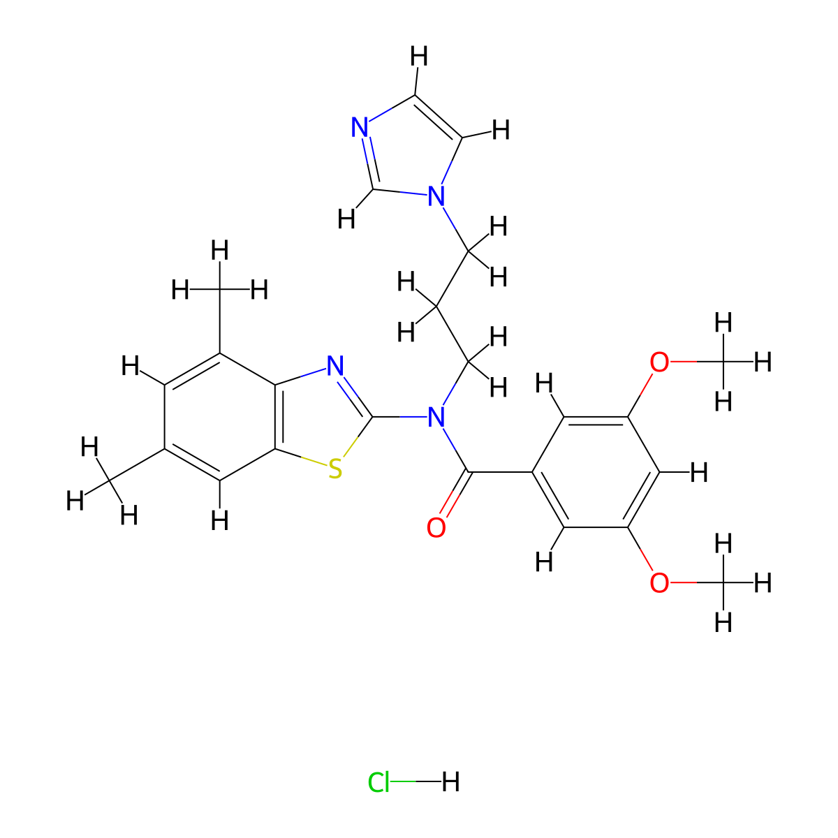 N-(3-(1H-imidazol-1-yl)propyl)-N-(4,6-dimethylbenzo[d]thiazol-2-yl)-3,5-dimethoxybenzamide hydrochloride molecular structure, CAS 1216449-50-1