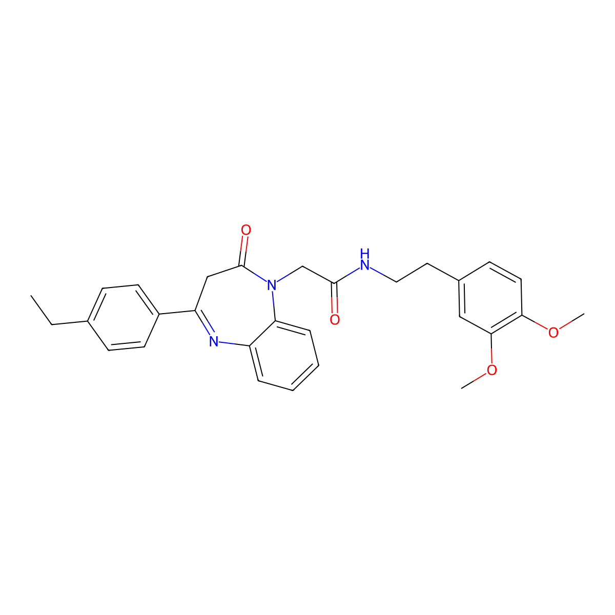 N-[2-(3,4-dimethoxyphenyl)ethyl]-2-[4-(4-ethylphenyl)-2-oxo-2,3-dihydro-1H-1,5-benzodiazepin-1-yl]acetamide molecular structure, CAS 1216450-51-9
