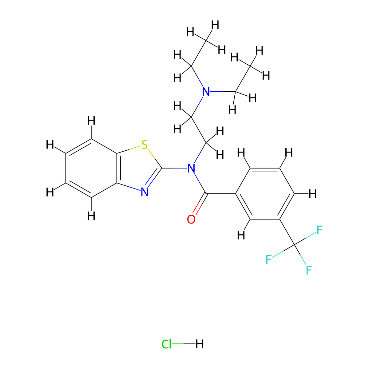 N-(benzo[d]thiazol-2-yl)-N-(2-(diethylamino)ethyl)-3-(trifluoromethyl)benzamide hydrochloride molecular structure, CAS 1216450-82-6