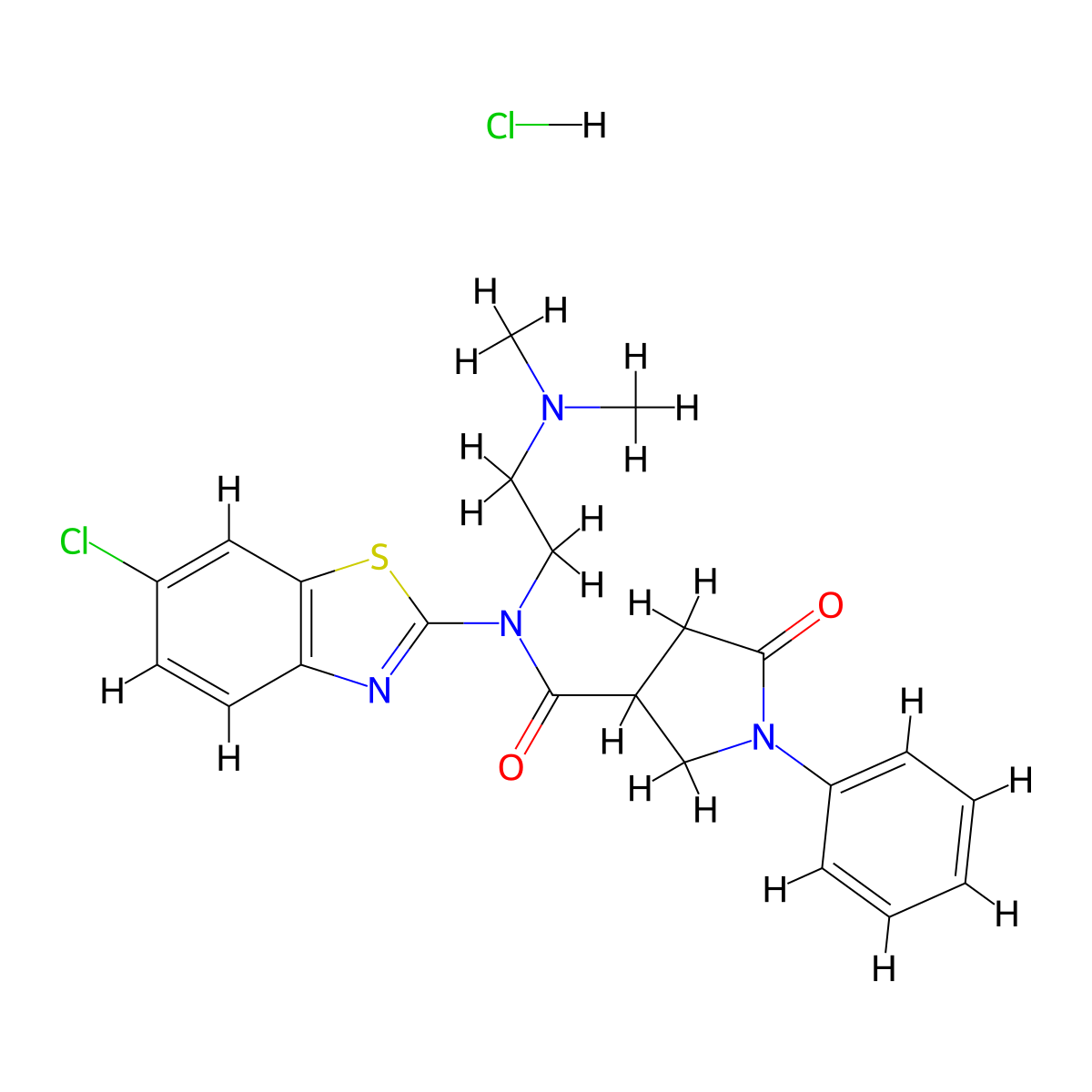 N-(6-chlorobenzo[d]thiazol-2-yl)-N-(2-(dimethylamino)ethyl)-5-oxo-1-phenylpyrrolidine-3-carboxamide hydrochloride molecular structure, CAS 1216453-88-1