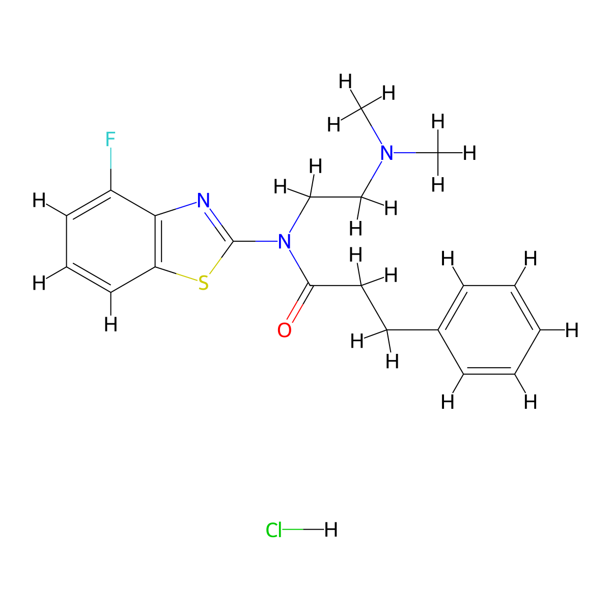 N-(2-(dimethylamino)ethyl)-N-(4-fluorobenzo[d]thiazol-2-yl)-3-phenylpropanamide hydrochloride molecular structure, CAS 1216455-28-5