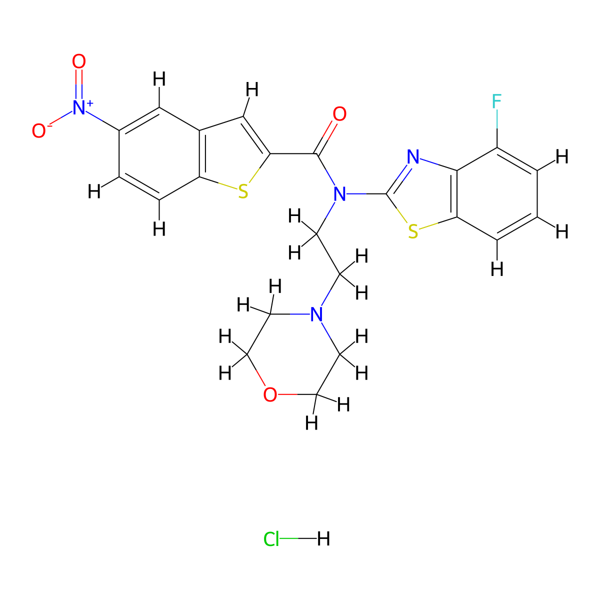 N-(4-fluorobenzo[d]thiazol-2-yl)-N-(2-morpholinoethyl)-5-nitrobenzo[b]thiophene-2-carboxamide hydrochloride molecular structure, CAS 1216456-74-4
