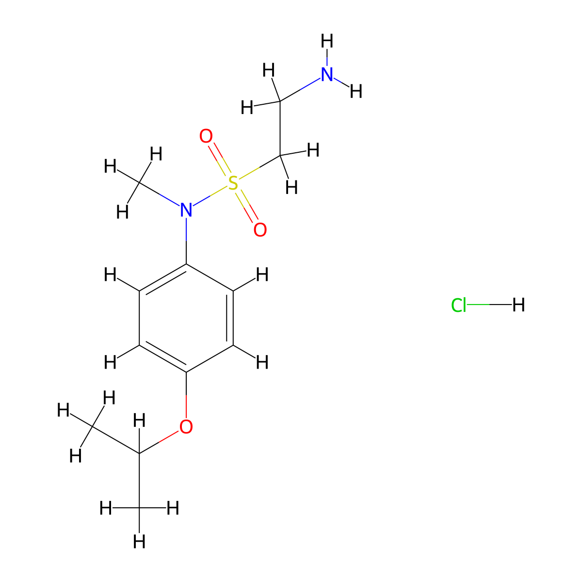 2-amino-N-methyl-N-[4-(propan-2-yloxy)phenyl]ethane-1-sulfonamide hydrochloride molecular structure, CAS 1216456-85-7