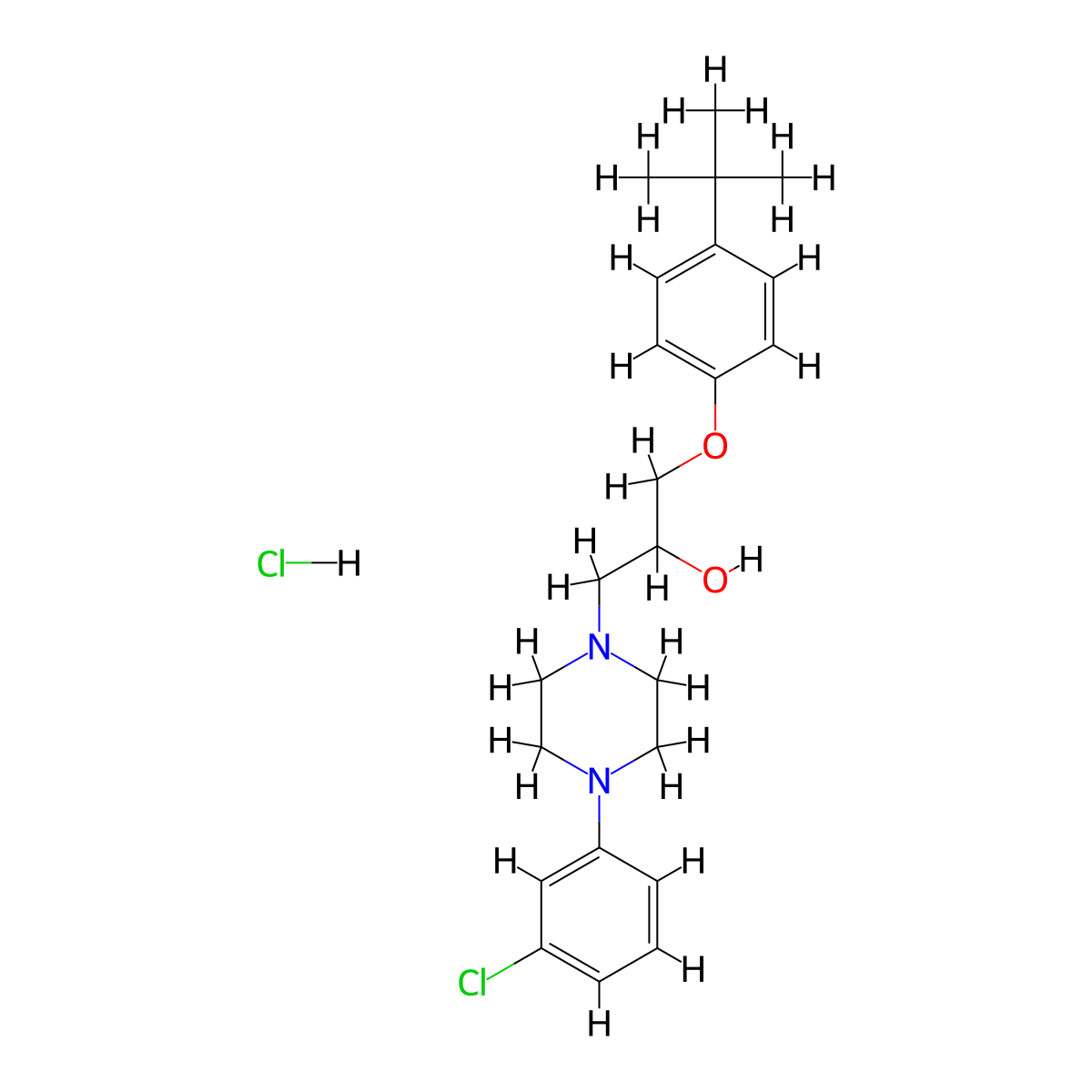 1-(4-(Tert-butyl)phenoxy)-3-(4-(3-chlorophenyl)piperazin-1-yl)propan-2-ol hydrochloride molecular structure, CAS 1216457-47-4