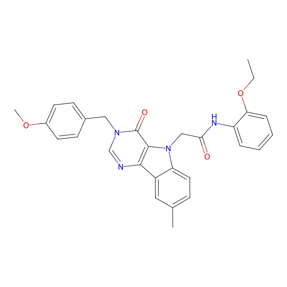 N-(2-ethoxyphenyl)-2-(3-(4-methoxybenzyl)-8-methyl-4-oxo-3H-pyrimido[5,4-b]indol-5(4H)-yl)acetamide molecular structure, CAS 1216458-69-3