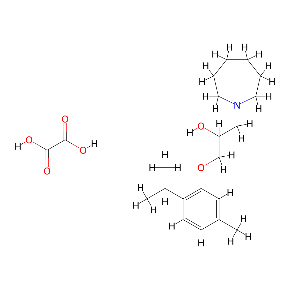 1-(Azepan-1-yl)-3-(2-isopropyl-5-methylphenoxy)propan-2-ol oxalate molecular structure, CAS 1216459-86-7