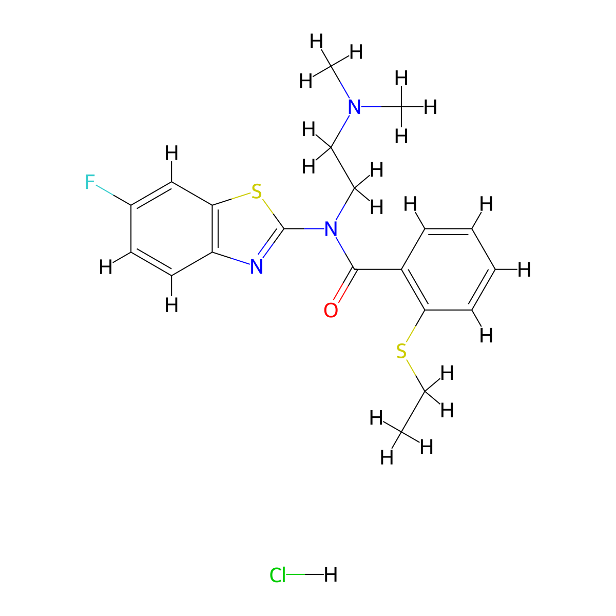N-(2-(dimethylamino)ethyl)-2-(ethylthio)-N-(6-fluorobenzo[d]thiazol-2-yl)benzamide hydrochloride molecular structure, CAS 1216460-95-5