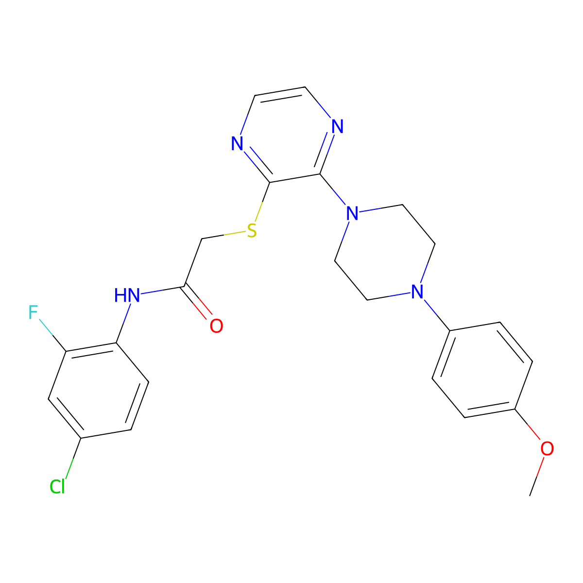 N-(4-chloro-2-fluorophenyl)-2-({3-[4-(4-methoxyphenyl)piperazin-1-yl]pyrazin-2-yl}sulfanyl)acetamide molecular structure, CAS 1216460-99-9