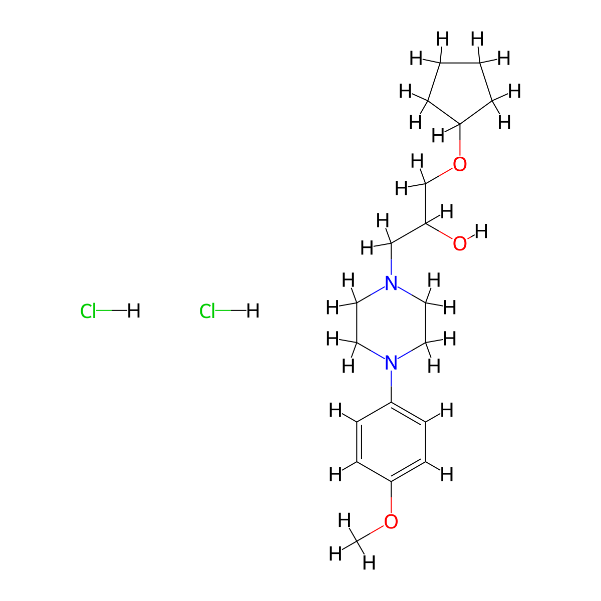 1-(Cyclopentyloxy)-3-[4-(4-methoxyphenyl)piperazin-1-YL]propan-2-OL dihydrochloride molecular structure, CAS 1216461-96-9