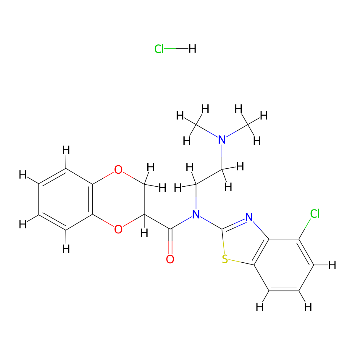 N-(4-chlorobenzo[d]thiazol-2-yl)-N-(2-(dimethylamino)ethyl)-2,3-dihydrobenzo[b][1,4]dioxine-2-carboxamide hydrochloride molecular structure, CAS 1216462-68-8