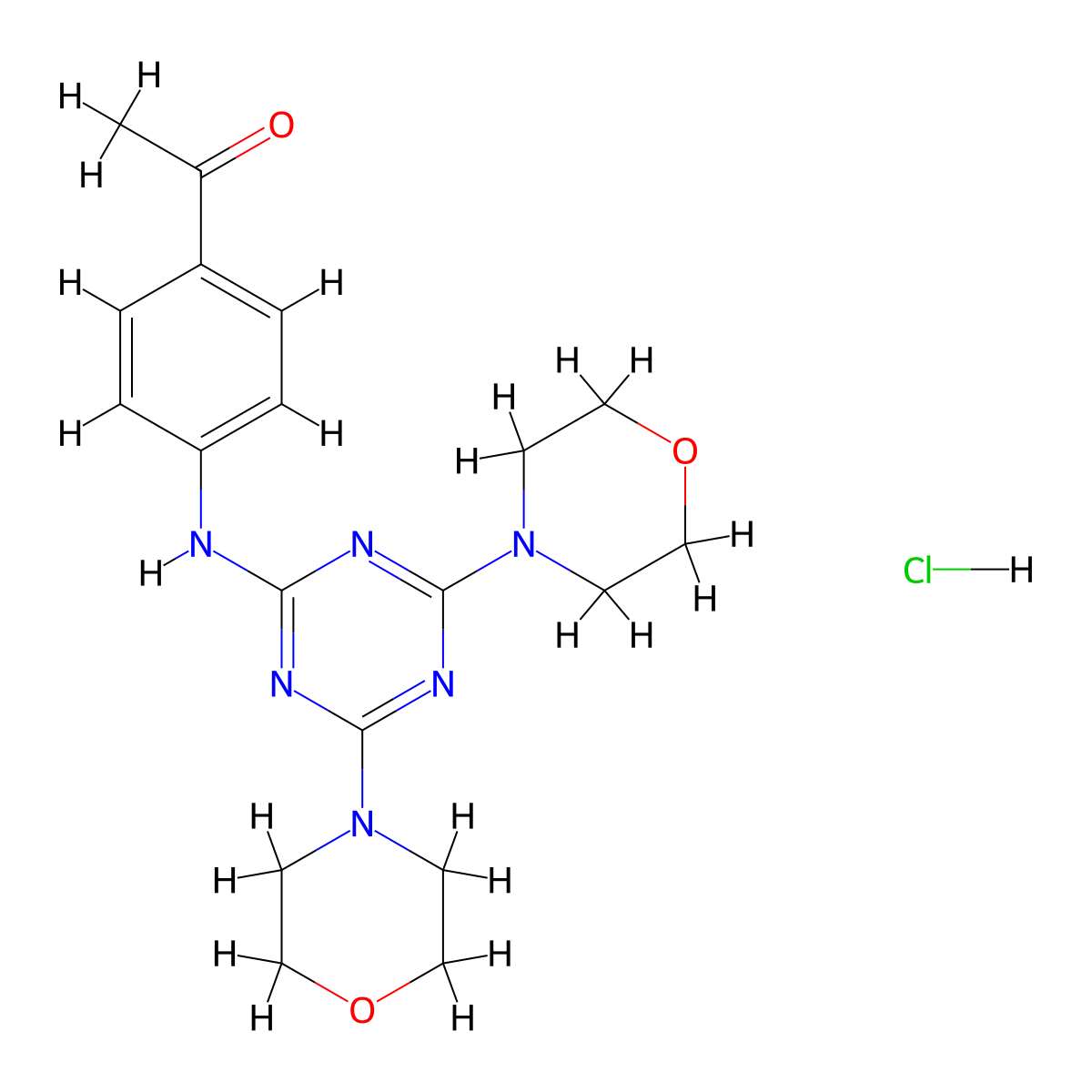 1-(4-((4,6-Dimorpholino-1,3,5-triazin-2-yl)amino)phenyl)ethanone hydrochloride molecular structure, CAS 1216464-52-6