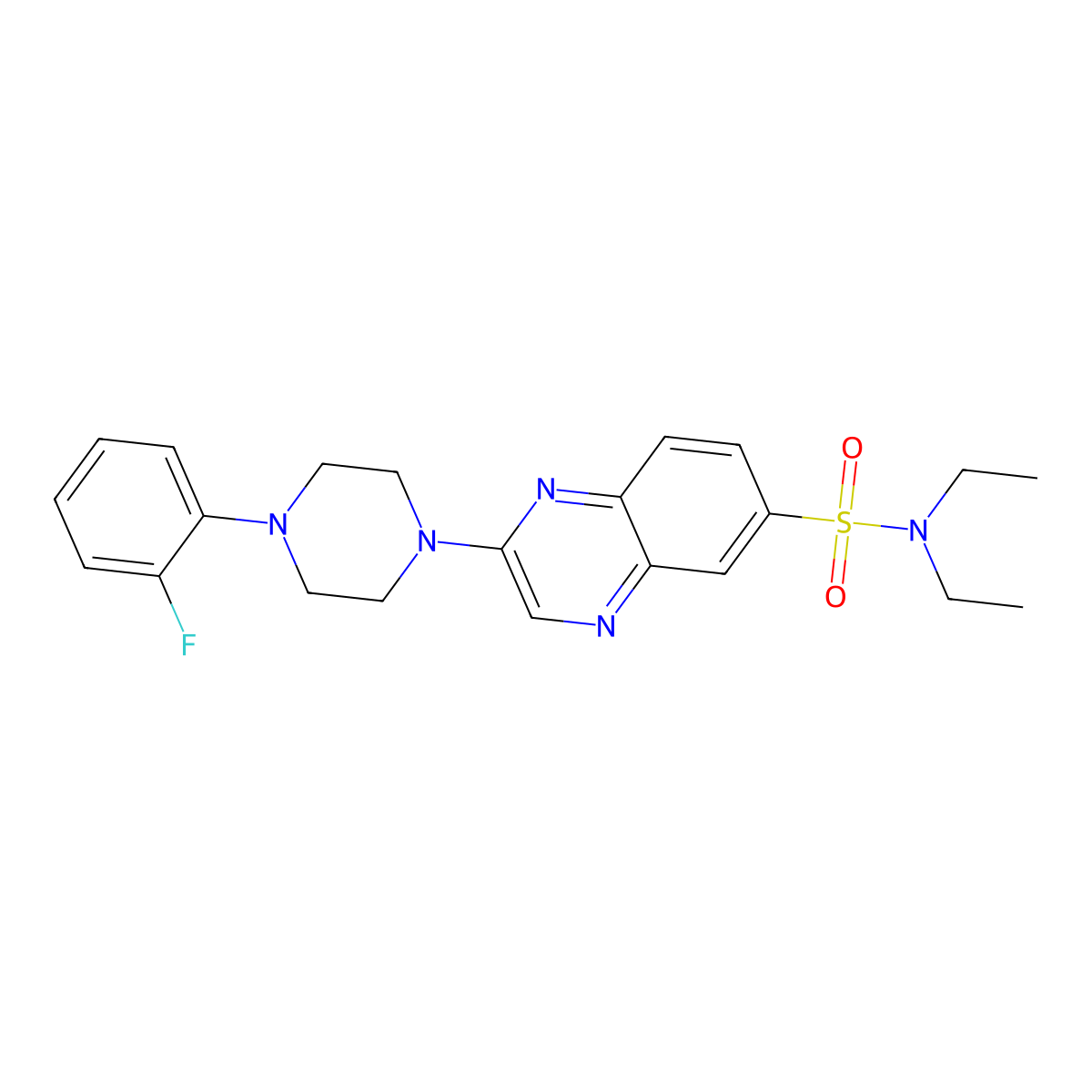 N,N-diethyl-2-[4-(2-fluorophenyl)piperazin-1-yl]quinoxaline-6-sulfonamide molecular structure, CAS 1216465-73-4